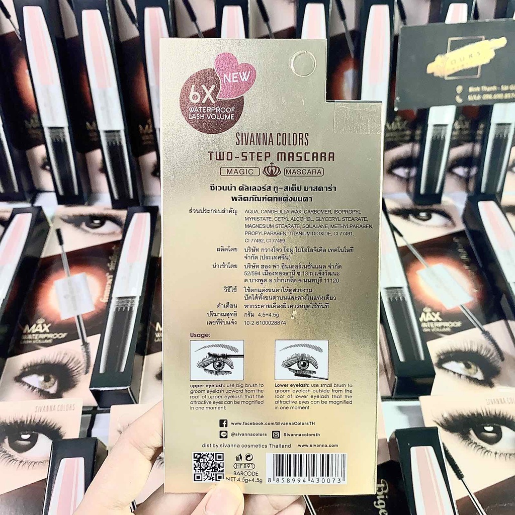 Chuốt Mi 2 Đầu Sivanna Two-Step Mascara Làm Dày Và Dài Mi HF891