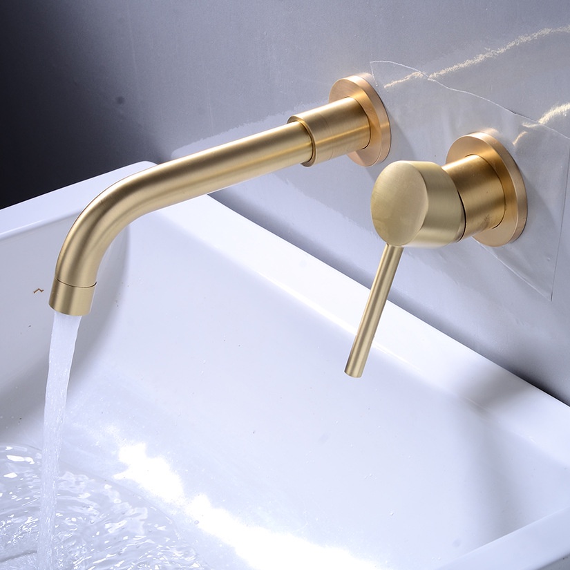 Vòi Nước Nóng Lạnh / Lạnh Bằng Đồng Màu Vàng / Đen Gắn Tường Tiện Dụng