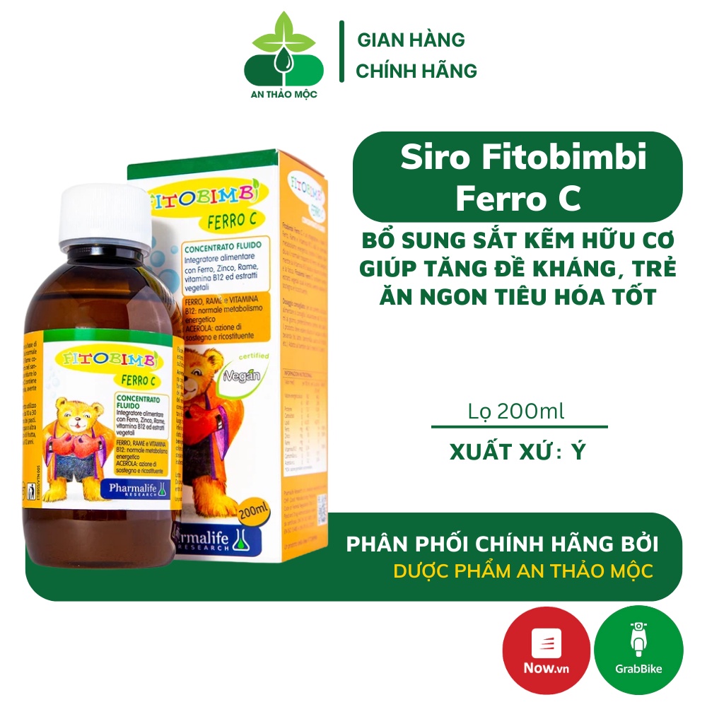 Siro FITOBIMBI Ferro C Bổ Sung Sắt Kẽm Hữu Cơ Giúp Bé Tăng Đề Kháng Ăn Ngon Tiêu Hóa Tốt Hấp Thu Tốt