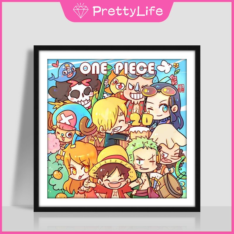 Bộ Tranh Đính Đá 5D Tự Làm 30x30cm Hình Nhân Vật Hoạt Hình One Piece