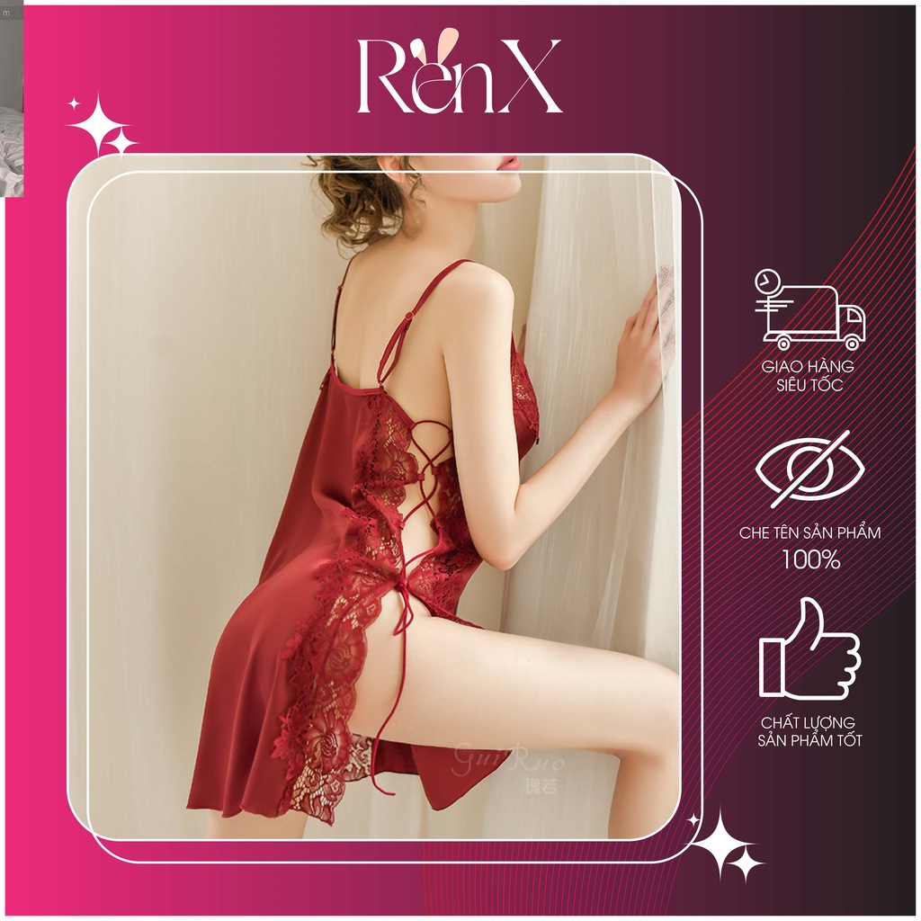 Váy Ngủ Lụa Cột Dây 2 Bên Sexy + Chip - RenX - VA2006