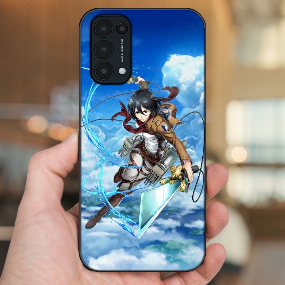 Ốp lưng Oppo Reno 5 viền đen in hình Mikasa Ackerman Attack On Titan