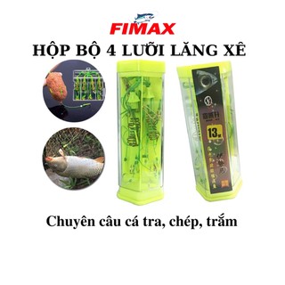 [Chất Lượng] Hộp bộ 4 bộ lưỡi câu lăng xê (lancer) câu cá chép, cá trắm, mè, rô phi, chim, cá tra- lưỡi lăng xê câu chép
