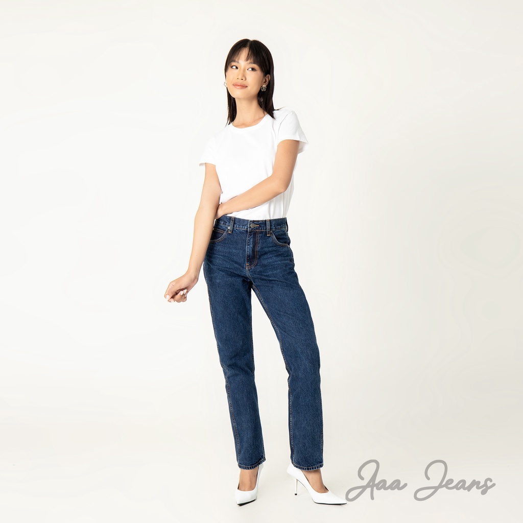 Quần jean ống đứng nữ Aaa Jeans Xanh Midnight