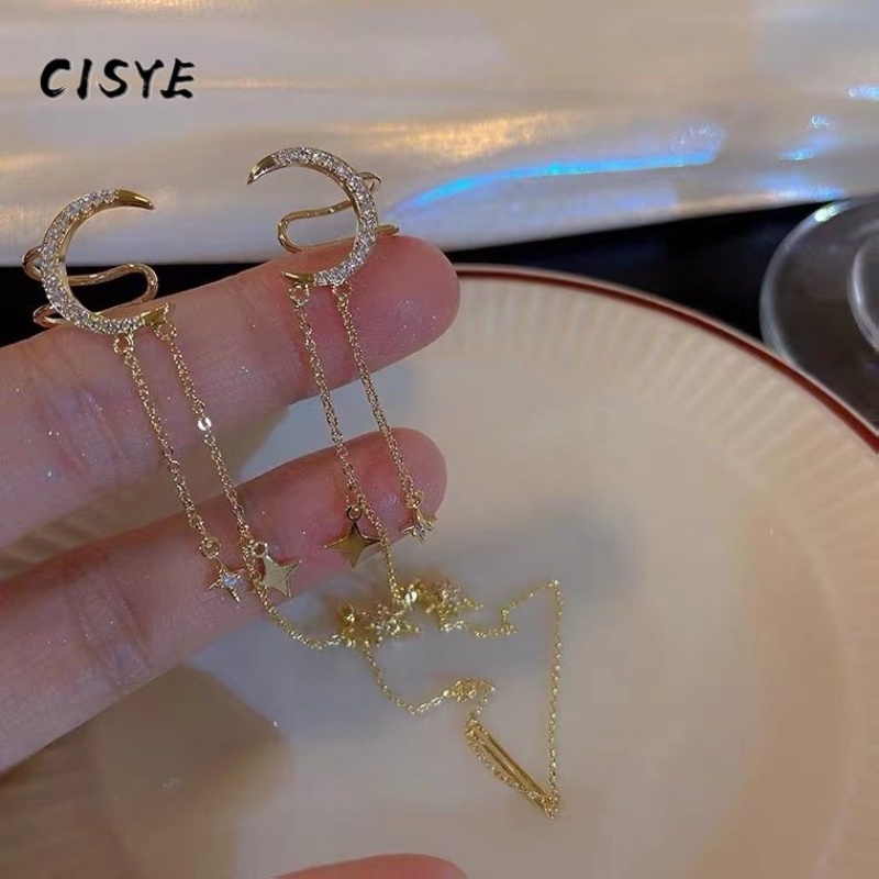 Khuyên Kẹp Vành Tai Hình Trăng Sao