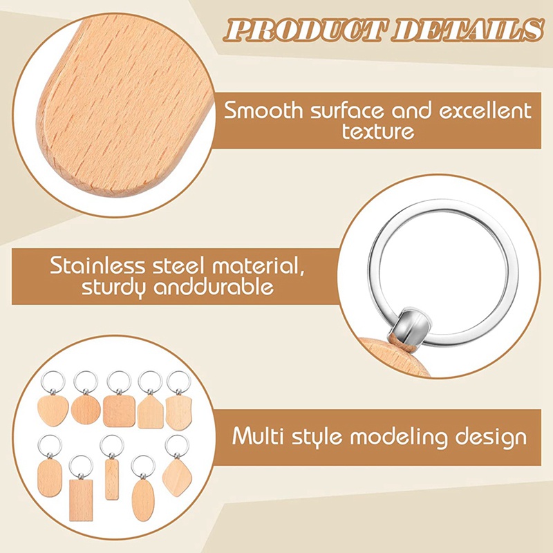 Bộ 80 Móc Khóa Bằng Gỗ Tự Hoàn Thành Hình Dạng Độc Đáo