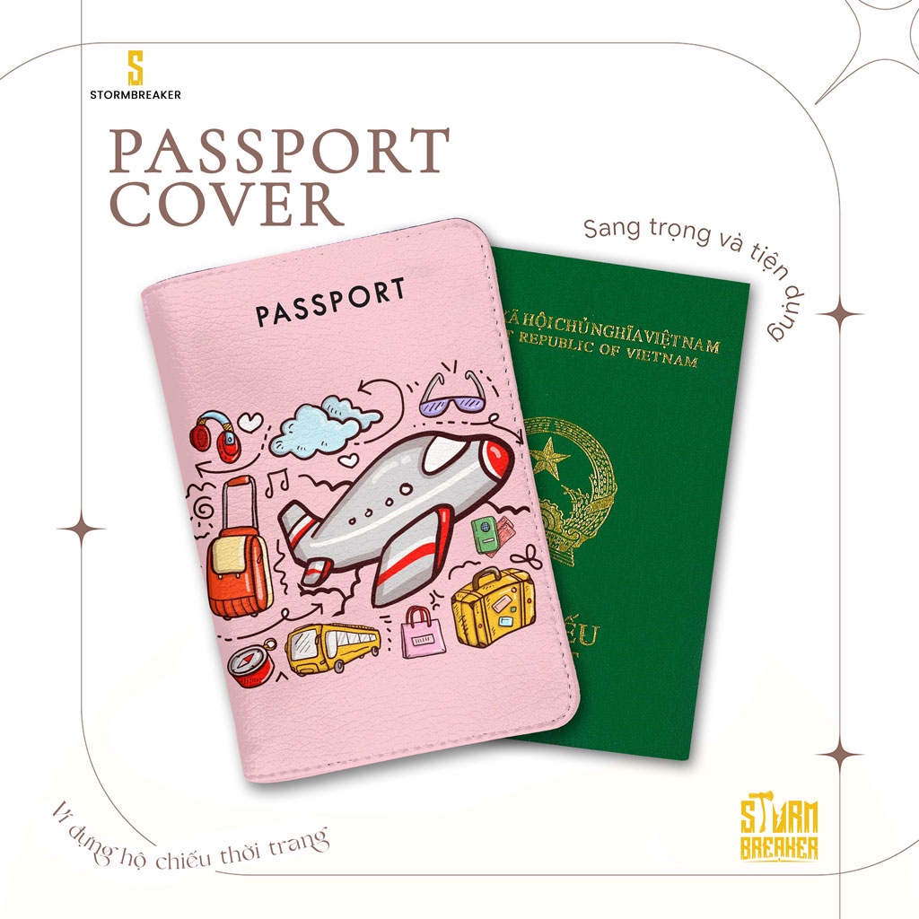 Bao Da Hộ Chiếu - Ví Đựng Passport Du Lịch ( in tên cá nhân ) Họa Tiết Stickers Cute - Travelust - PPT141 STORMBREAKER
