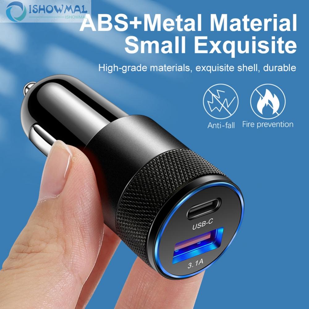 Bộ Sạc Điện Thoại Nhanh 66W USB 3.0 Type C Cho Xe Hơi