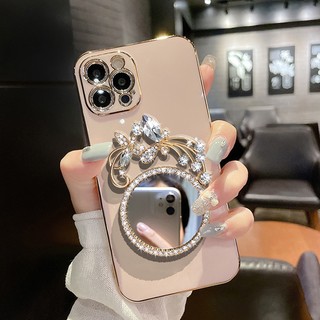 Dành Cho Apple iPhone 17 Air 16 16e 15 14 13 12 11 Pro Max iPhone X XR XS Max 16 15 14 6 7 8 6S Plus mini Bling Kim Cương Hoa Gương Mạ Mềm Ốp lưng Full Cover Vỏ