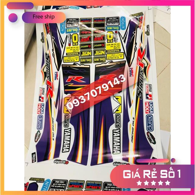 DECAL PVC 5 LỚP CHẤT LƯỢNG CAO Tem rời Sirius chữ R dán xe bạc tím Tem