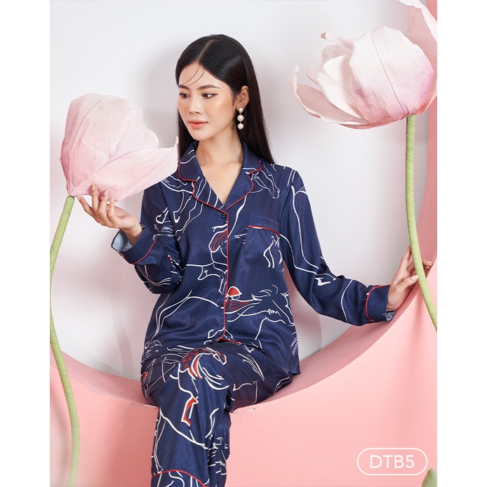 Bộ ngủ satin ZAM Luxury - DTB5 - Áo dài tay quần dài