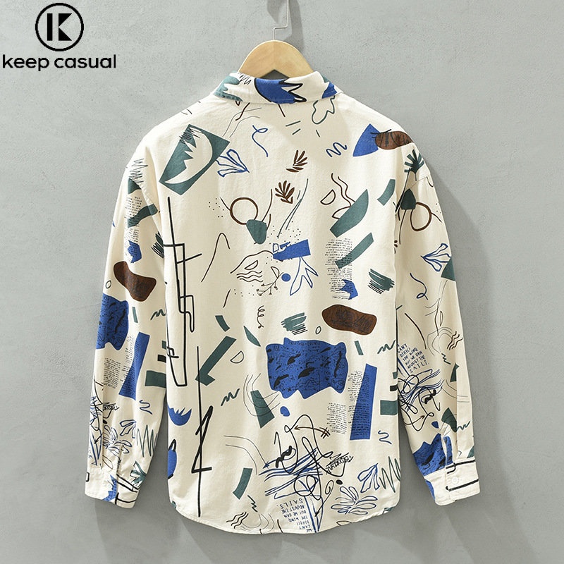 Áo Sơ Mi Cotton Dài Tay In Họa Tiết Thời Trang Cho Nam