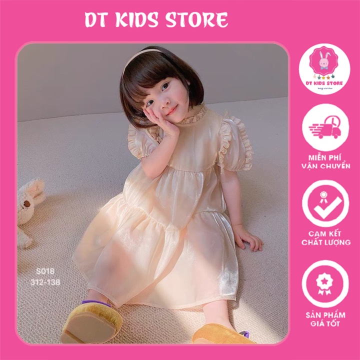 Đầm Sofia Dáng Xòe Chất Tơ Óng Mặt Nhũ Mềm Mại Kiểu Dáng Công Chúa Xinh Yêu Cho Bé