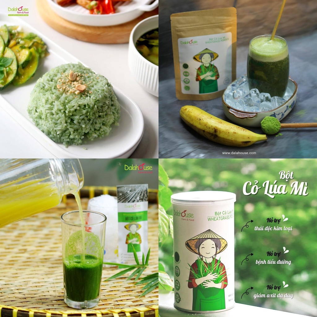 Bột Cỏ Lúa Mì Dalahouse - Bột Cỏ Lúa Mì Hữu Cơ Nguyên Chất Sấy Lạnh Dalahouse - Organic Wheatgrass Powder - Lon 120g