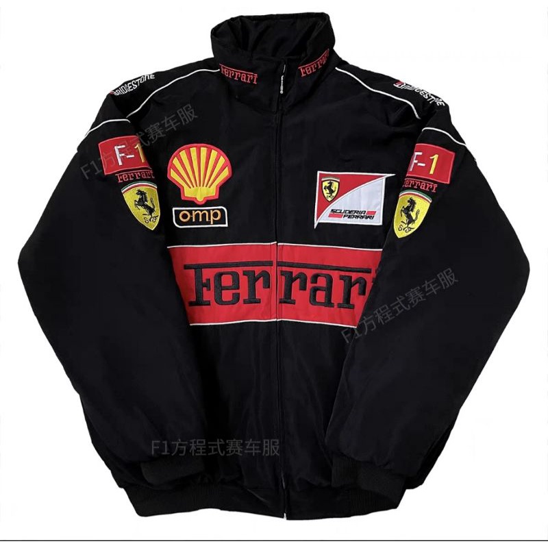 Áo khoác racing Ferrari Đen