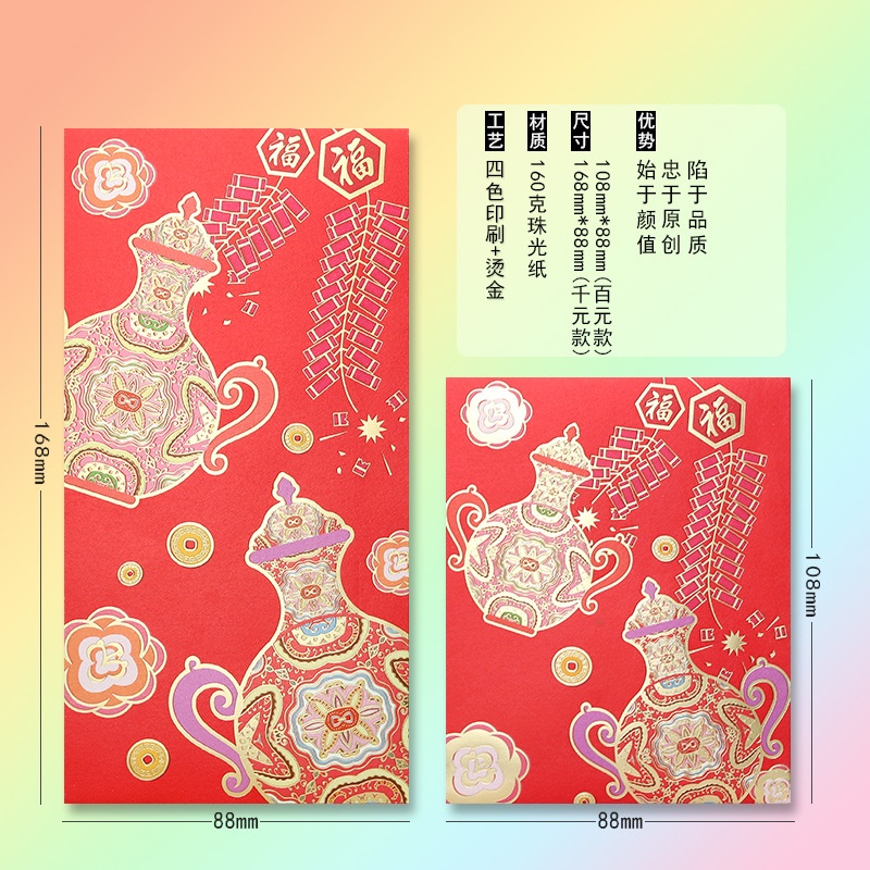 Bao Lì Xì Năm Mới 2023 Mini Màu Đỏ / Tím / Hồng / Tím / Đỏ Họa Tiết Hoạt