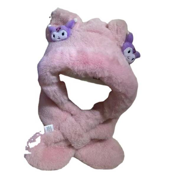 Ns3 Sanrio Kuromi set Ba Món Găng Tay Mũ Khăn Choàng Lông Dày Mềm Giữ Ấm Mùa Đông Làm Quà Tặng Cho Bạn Gái