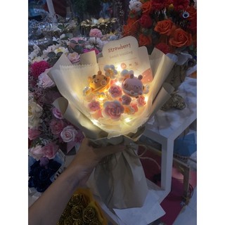 [ẢNH THẬT] Bó hoa hồng handmade dễ thương [Kèm đèn]