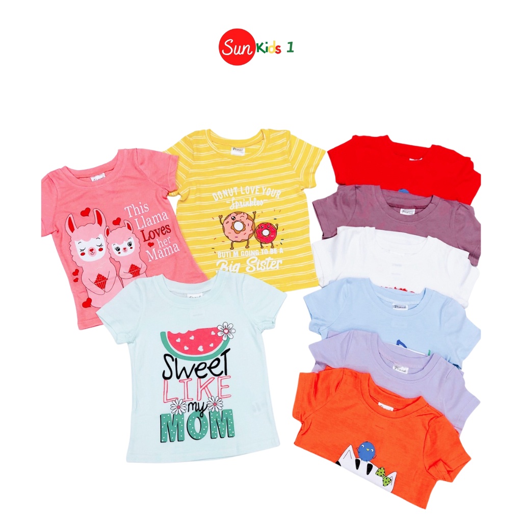 Áo thun cho bé gái size 2-10, áo phông bé gái chất cotton mềm mát, thấm hút tốt, nhiều màu sắc - SUNKIDS1