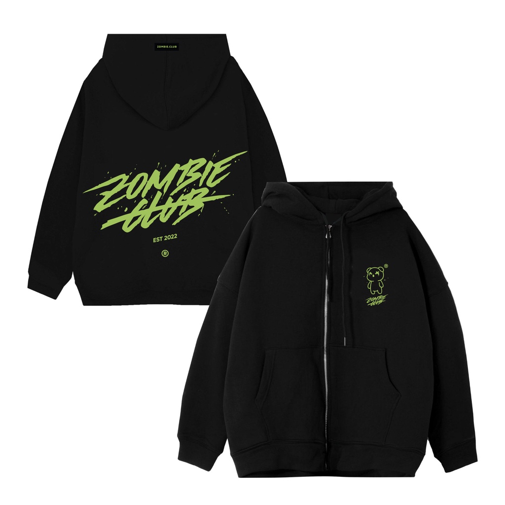 Áo hoddie zip bear tybo localbrand zombie.club Áo khoát dây kéo unisex