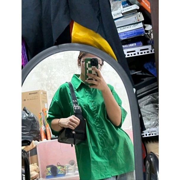 Áo sơ mi nữ tay lỡ 1 túi màu hottrend bigsize 58-95kg