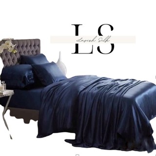 Bộ Ga Gối Phi Lụa Lavish Silk Cao Cấp Mát Lạnh Hàng Loại 1- Xanh Đen