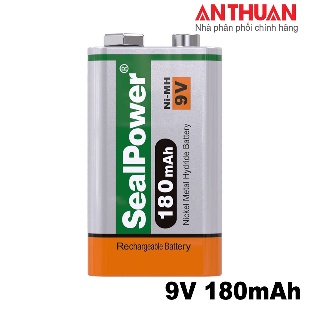Pin sạc 9v SealPower 180mAh,Bộ 2 Pin Vuông,micro không dây,máy đo điện tử,pin chính hãng SealPower (BẢO HÀNH 1 NĂM)