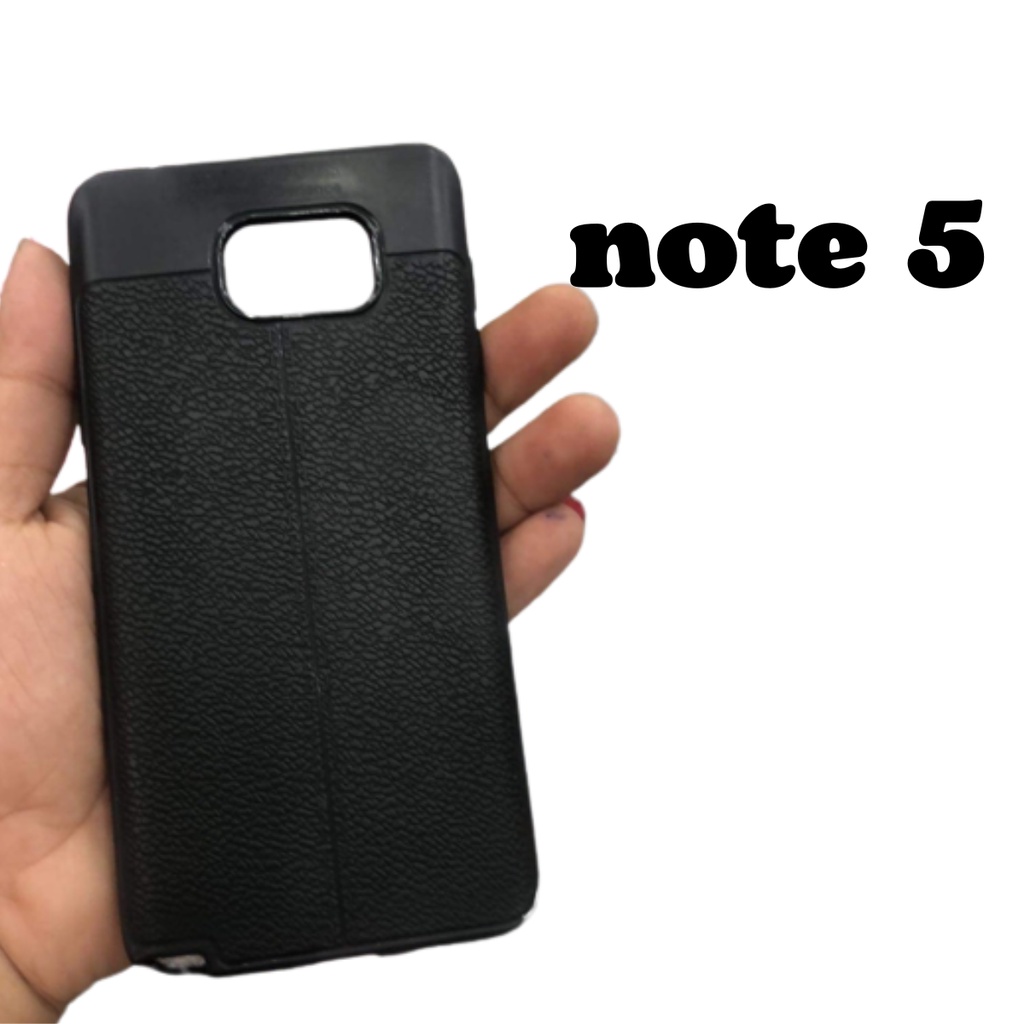 Ốp Lưng Samsung Note 5 Dẻo Giả Da Đen Đẹp
