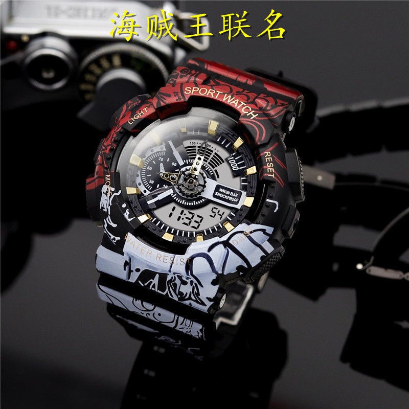 Đồng Hồ Điện Tử Thể Thao Chống Thấm Nước In Hình One Piece Cá Tính Cho Nam