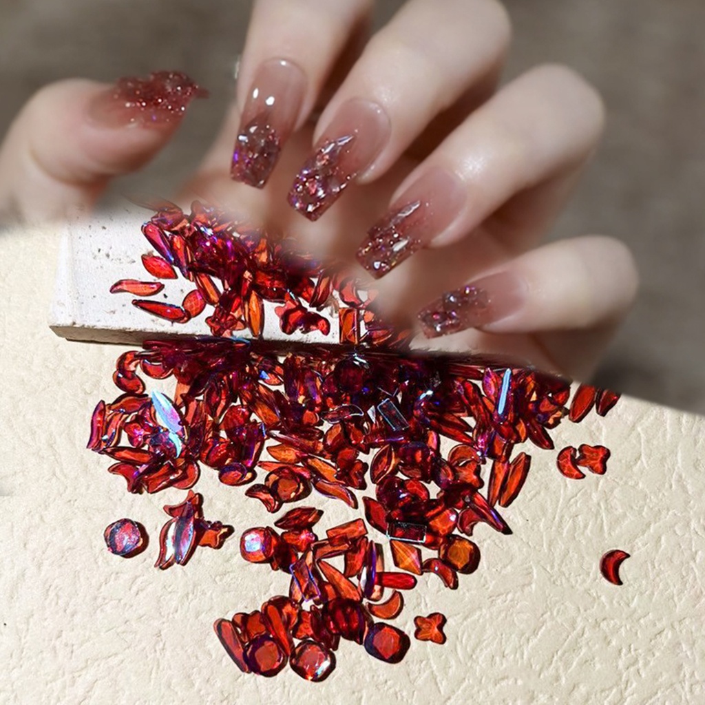 1 Hộp Phụ Kiện Trang Trí Móng Tay Lấp Lánh Nhiều Màu Sắc DIY