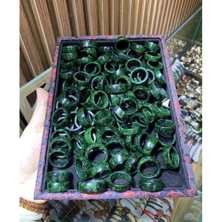 Nhẫn đá ngọc cẩm thach sơn thủy xanh hàng thiên nhiên