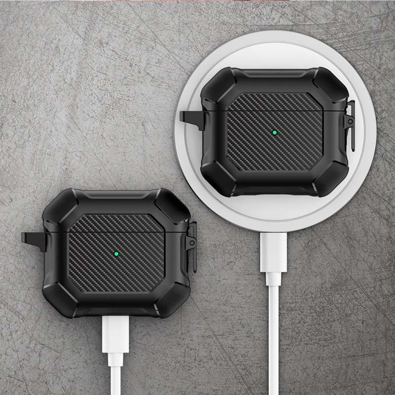 Vỏ Bảo Vệ Hộp Sạc Tai Nghe AirPods Pro 2 Gen 2022 Apple Air Pod 3 Pro Bằng Sợi Carbon 1 / 2
