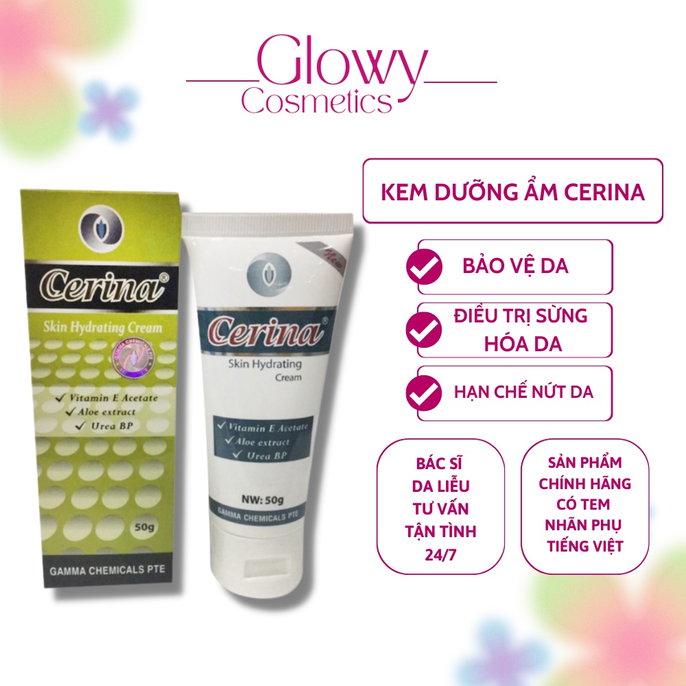 Kem dưỡng ẩm giúp cải thiện tình trạng da khô, nứt nẻ Cerina Cream - 50g - Glowy Cosmetics