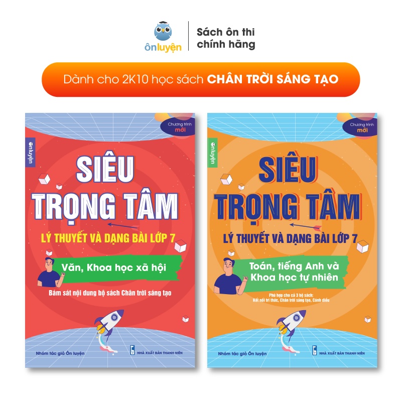 Sách Lớp 7(Bộ Chân Trời )- Combo 2 cuốn Siêu trọng tâm TOÁN, TIẾNG ANH, KHTN và Văn, Khoa học xã hội lớp 7-Uribook