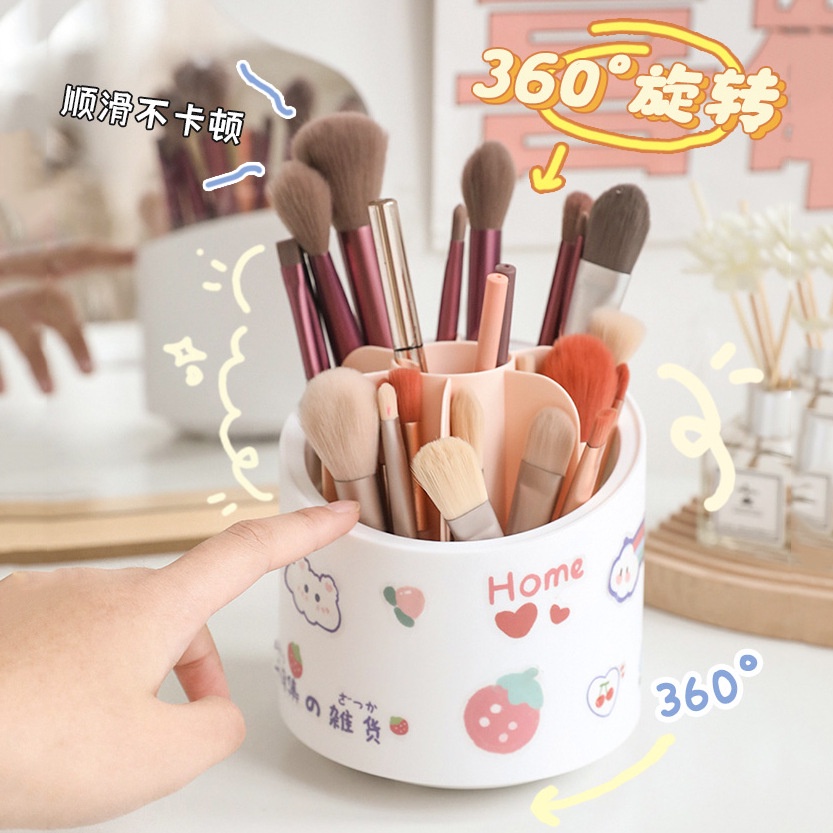 Lọ đựng bút, cọ trang điểm có nắp đậy tặng kèm sticker - UniLabel