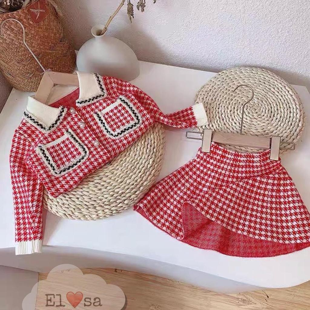 Set Áo + Chân Váy Thu Đông Phong Cách Hàn Quốc Xinh Đẹp Dành Cho Bé Gái 8-25kg