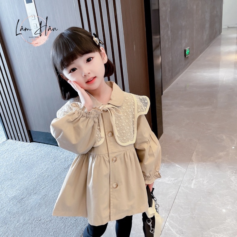 Áo khoác cho bé - áo kaki cổ choàng phối ren sành điệu CHUẨN HÀNG CAO CẤP AK06