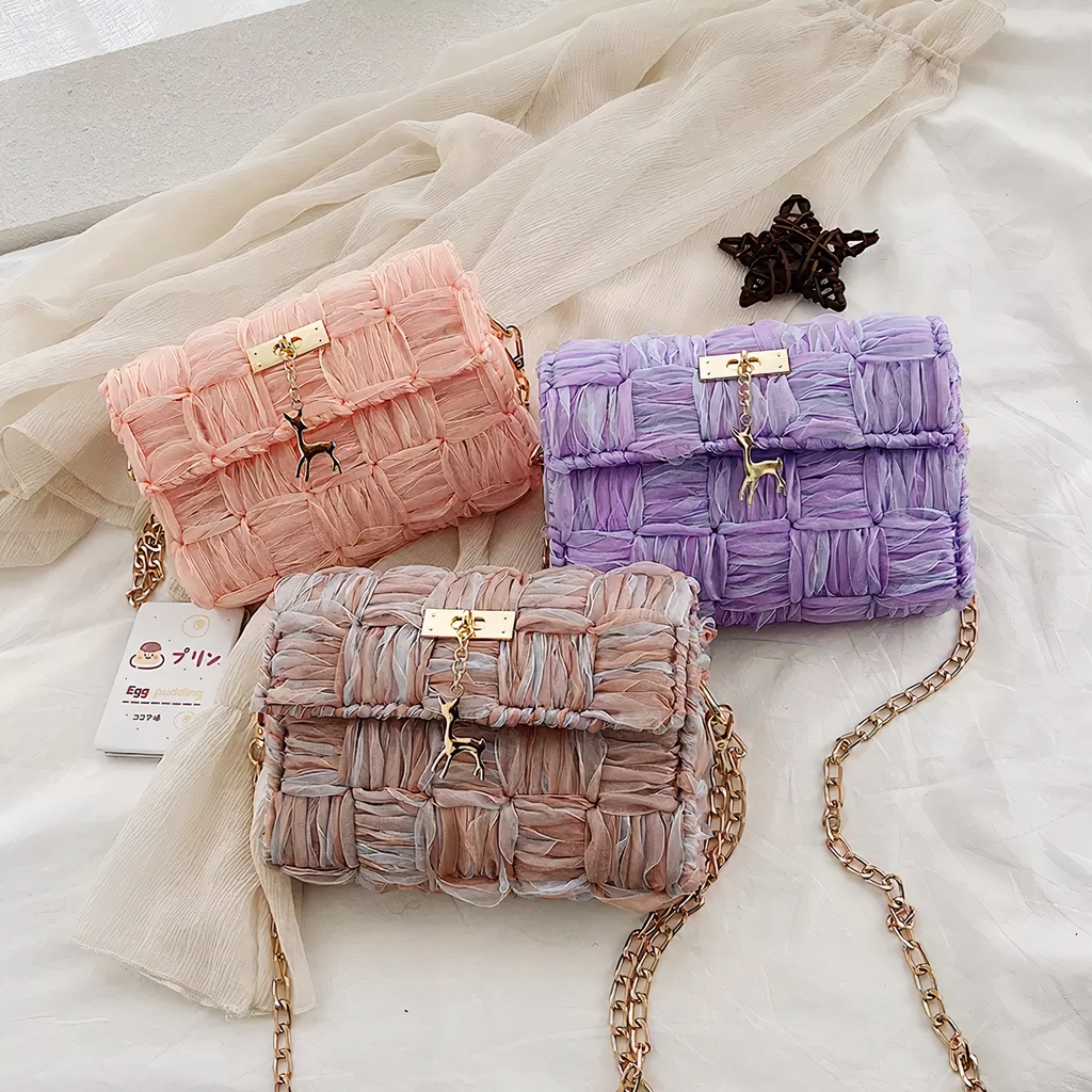 Túi tự đan ruy băng, túi đeo chéo handmade thời trang Hàn Quốc - Có video hướng dẫn DIY301