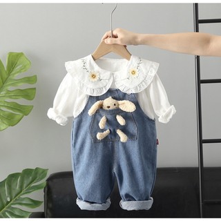 SET YẾM JEANS KÈM SƠ MI BÉ GÁI