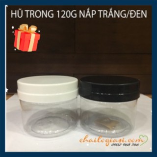 HŨ NHỰA TRONG 120G NẮP TRẮNG/ĐEN