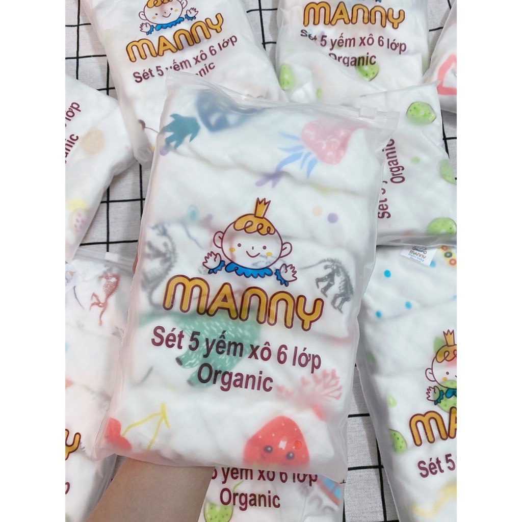 Set 5 yếm Manny  6 lớp có 2  cúc bấm cho bé mềm mại nhiều hoạ tiết cho bé trai và bé gái
