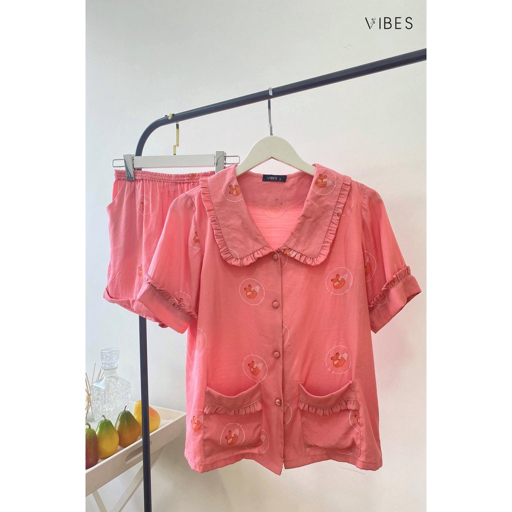 [Out of stock] VIBES Đồ bộ Pijama ngắn Fox Coral Py Set