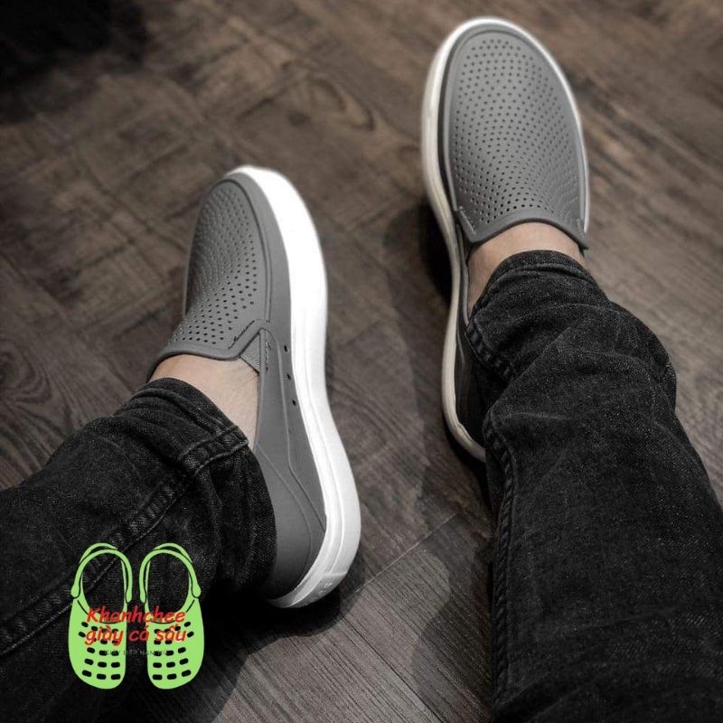 GIÀY NHỰA ĐI MƯA -CROSS-CITILANE-ROKA SLIP ON CHO NAM KHÁNG KHUẨN, KHÔNG HÔI CHÂN MÀU GHI