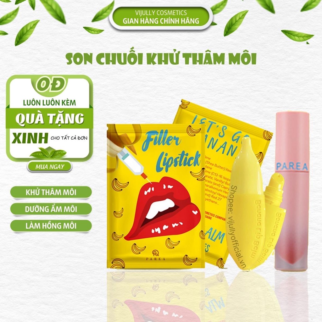 Son chuối khử thâm môi collagen filler lipstick Prea, giúp môi căng bóng mọng hồng, son dưỡng có màu, son