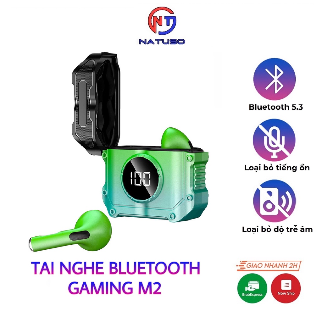 Tai nghe bluetooth gaming M2 v5.3 cảm ứng chơi game độ trễ cực thấp âm thanh HIFI