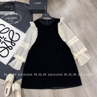 Váy nhung xuông tay bèo xinh xắn ngn