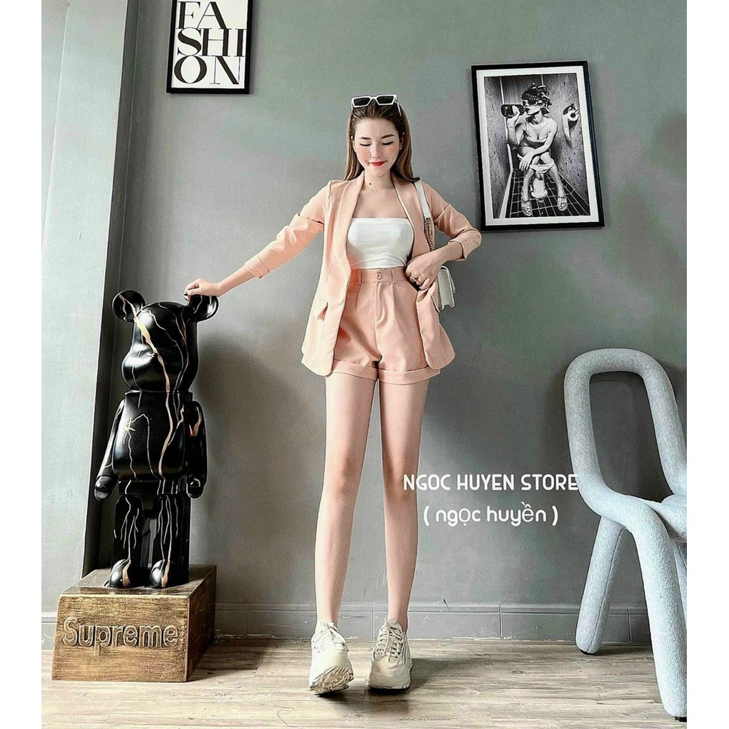 Sét bộ vest đùi có lót 3 món 4 màu y hình thời trang nữ năng động trẻ trung duyên dáng