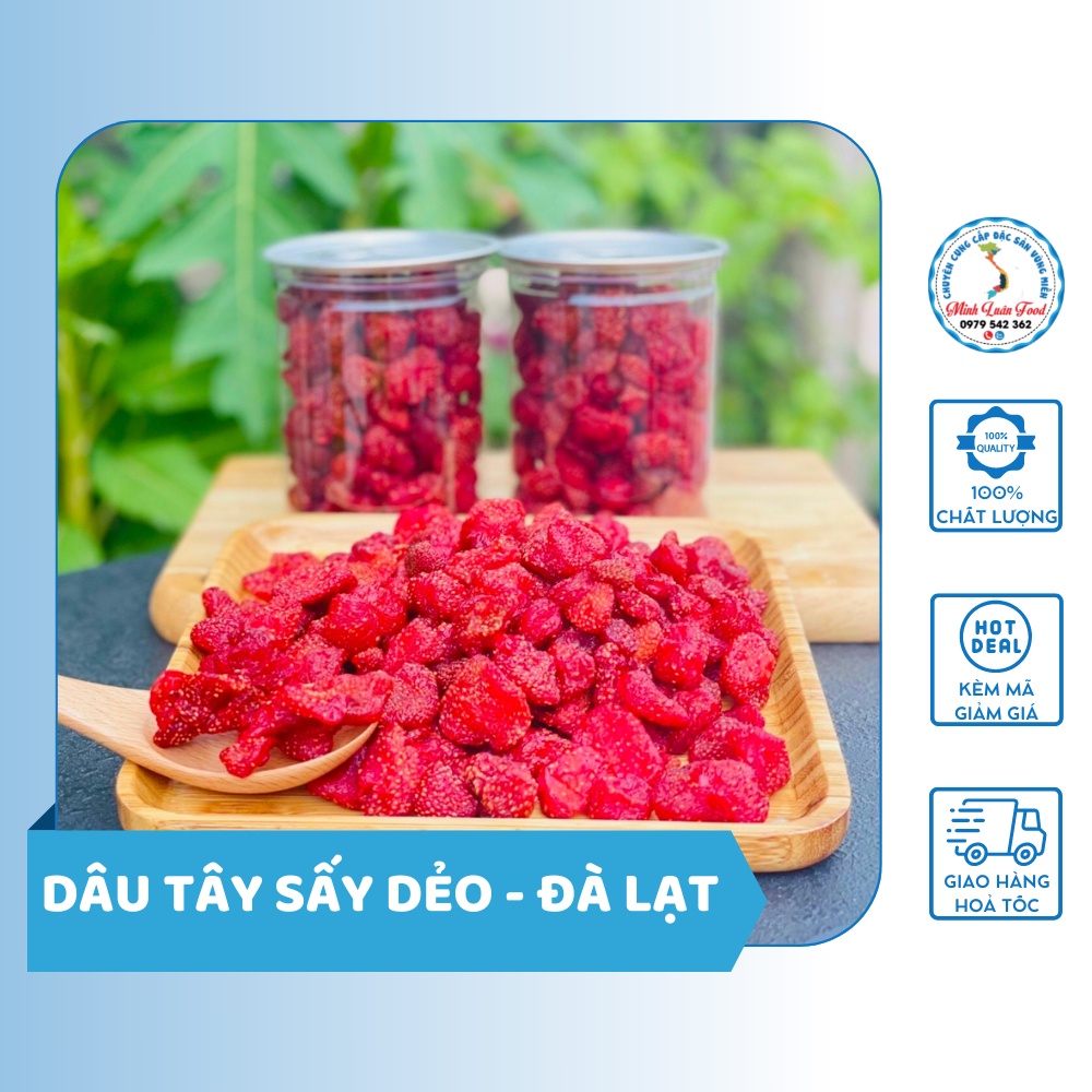 Dâu Tây Sấy Dẻo Đà Lạt Cao Cấp Chính Hãng Minh Luân Food Thơm Ngon Chua Ngọt Chất Lượng Hũ 350g