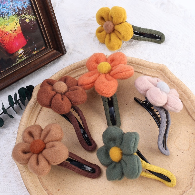 Kẹp Tóc Đuôi Ngựa Bằng Vải Bông Họa Tiết Hoa Lớn / Mùa Thu Đông Hàn Quốc Thanh Lịch Cho Nữ