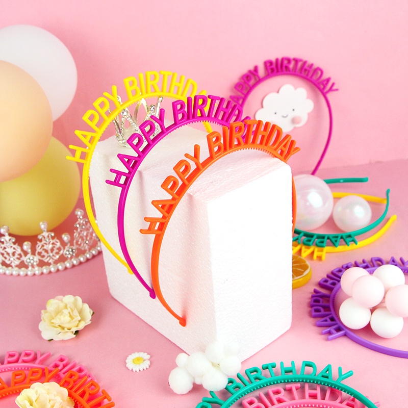 Băng Đô Chữ Happy Birthday Nhiều Màu Sắc Xinh Xắn Cho Nữ